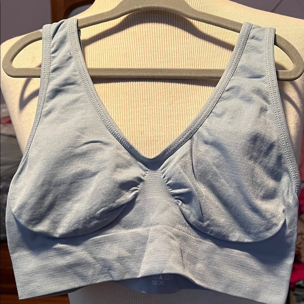 Rhonda Shear Light Blue Sports Bra, size XS